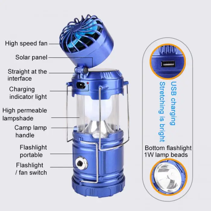Солнечный перезаряжаемый вентилятор Многофункциональный светодиодный светильник Кемпинг настольная лампа фонарик инструмент DTT88