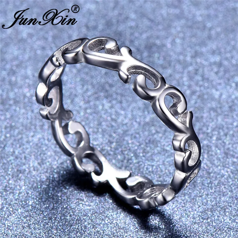 JUNXIN Tree Leaf Charm Wave Rings For Women Real 925 Sterling Silver Ring Female Stackable Engagement Ring Girls Korean Jewelry