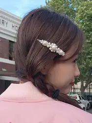 Корея Imitiation жемчуг Цветочные Шпильки винтажный геометрический длинные заколки для волос Зажимы металлические волосы аксессуары для