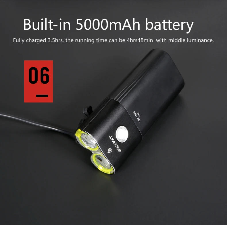 Sale GACIRON Bike Front Headlight Cycling Bicycle Rechargeable Flashlight IPX6 Waterproof 5000mAh 1600Lumen LED Lamp Bike Accessories 9 Sale GACIRON Bike Front Headlight Cycling Bicycle Rechargeable Flashlight IPX6 Waterproof 5000mAh 1600Lumen LED Lamp Bike Accessories 9