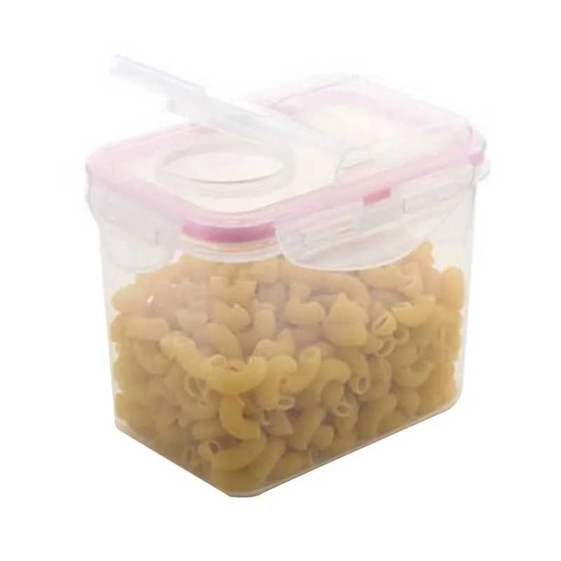 Urijk 4L/2.5L/1.1L квадратные пластиковые емкости для хранения, кухонная коробка для хранения, диспенсер для зерновых, контейнеры для хранения зерновых - Цвет: 1.1L pink