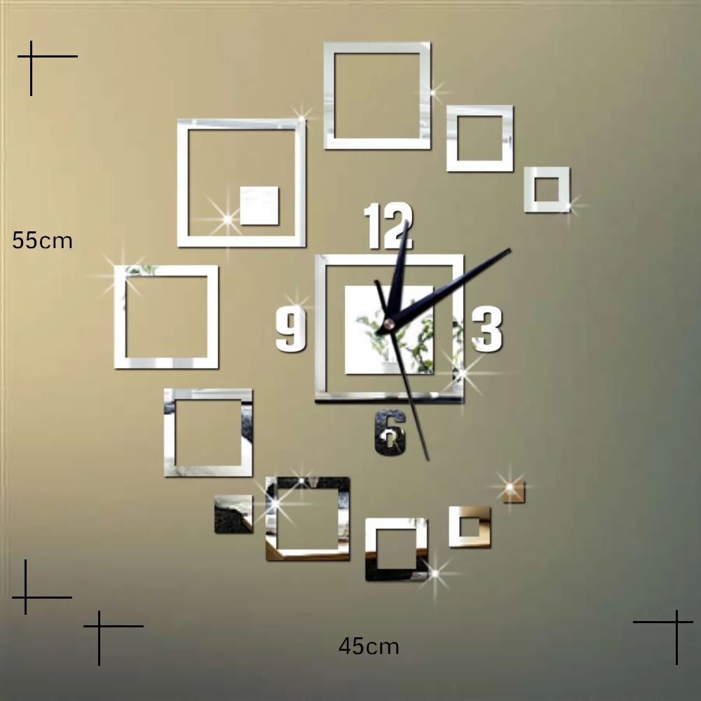 Квадратные 3D DIY цифровые настенные часы современный дизайн зеркальные настенные часы для гостиной наклейка Horloge Murale Klok
