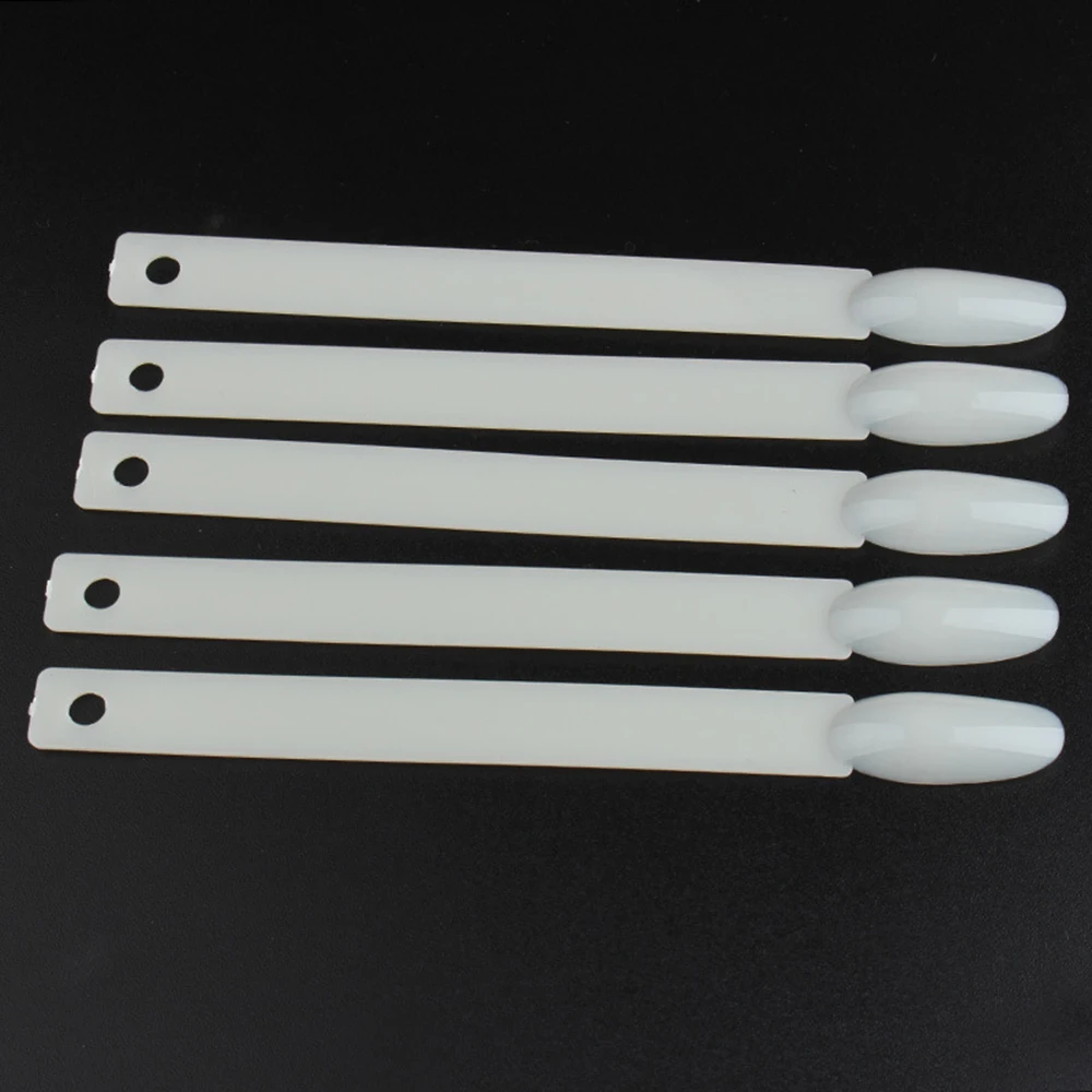 

50pcs Transparent Natural Oval Shaped False Nail Art Tips Sticks Polish Display Fan Board Practicing Tools