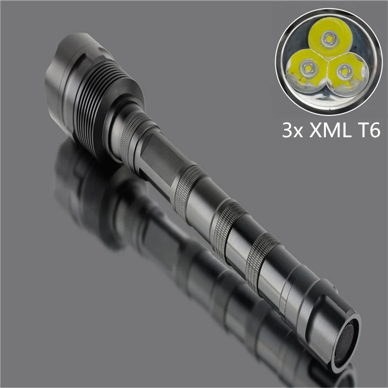 

3600LM 3x CREE XML T6 5 Modes LED Police Flashlight Torch Waterproof Tactical Flashlight lamp For 3x18650 Battery