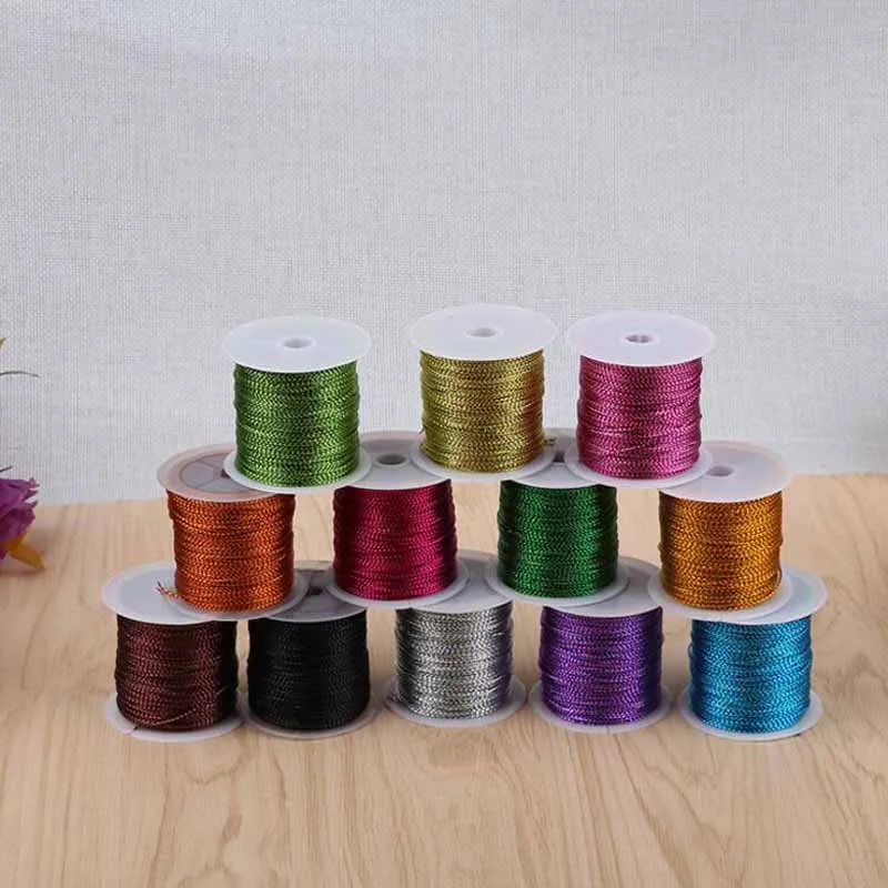 

100 Yard/roll Gold Thread Cord Twisted Braided Beading Knotting String Shamballa Kumihimo Macrame Rattail Silk Rope 0.8mm Thick