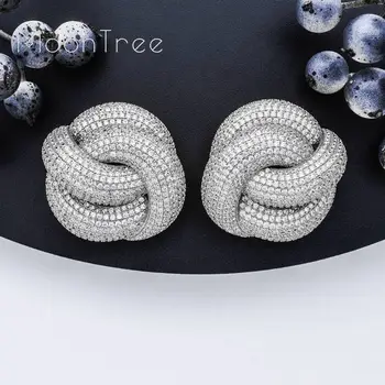 

MoonTree Full Mirco Pave Cubic Zircon Earrings For Woman Ladies Gold Color Dubai Wedding Copper Jewelry Earring Pendientes