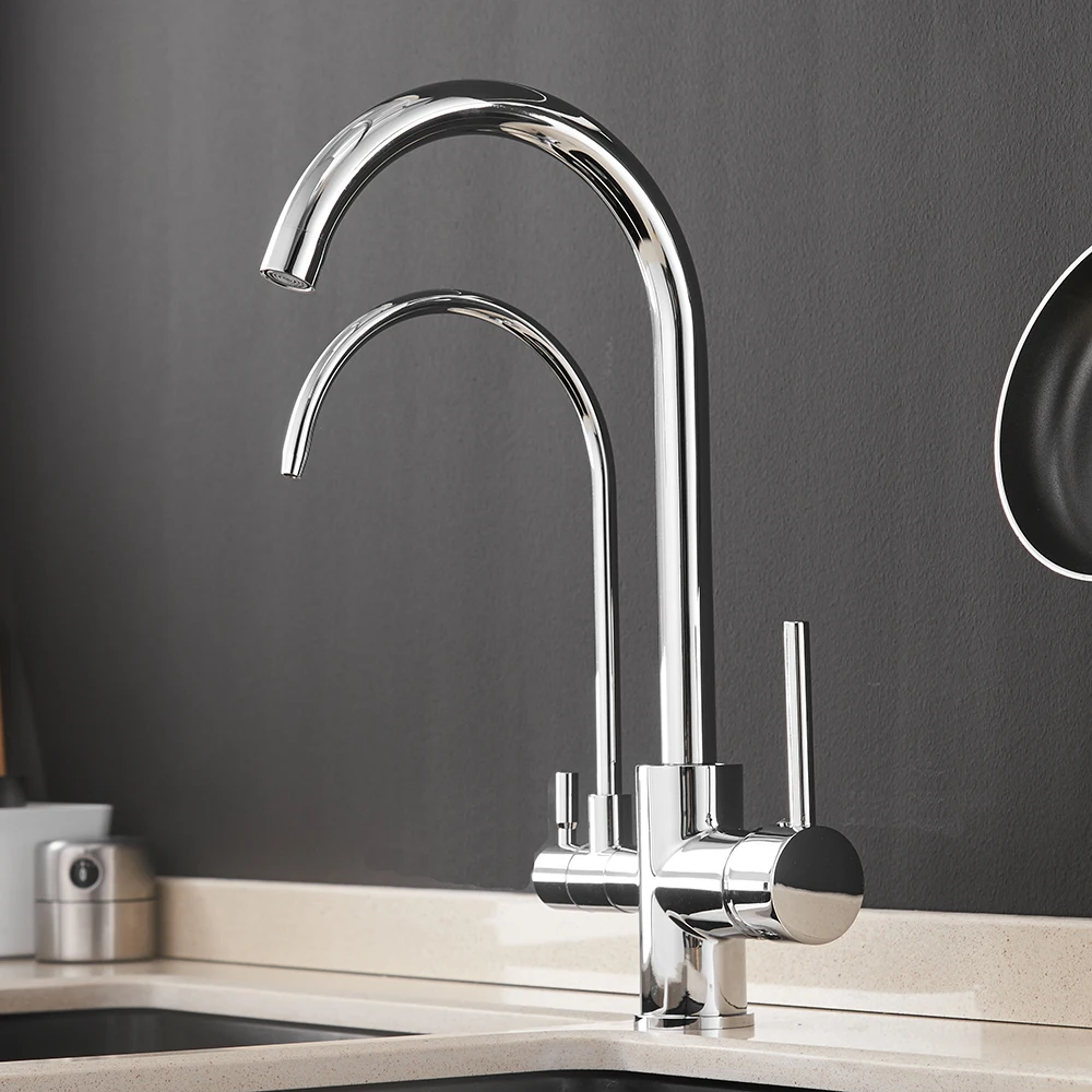  Filter Kitchen Faucets Deck Mounted Mixer Tap 360 Rotation with Water Purification Features Mixer T - 32881354173