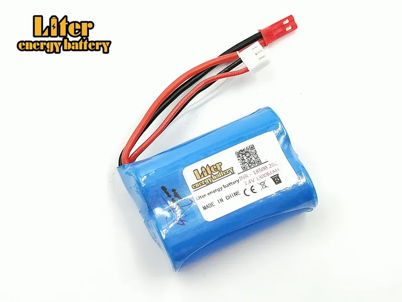 2 шт. 7,4 V 1300 mAH литий-полимерный Батарея для Huanqi 827 871 MJX T10 T11 T34 7012 RC лодка Lipo Батарея 7,4 V 1300 мА/ч, 20C 18500