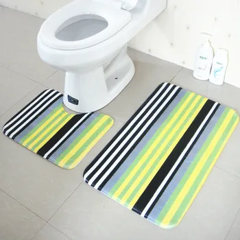 

100% Polyester 37*45U Shape Toilet Rugs+45*75cm Bath Mat set 2 Pieces Non Slip Bathroom Carpet Mats Pads Free Shiping