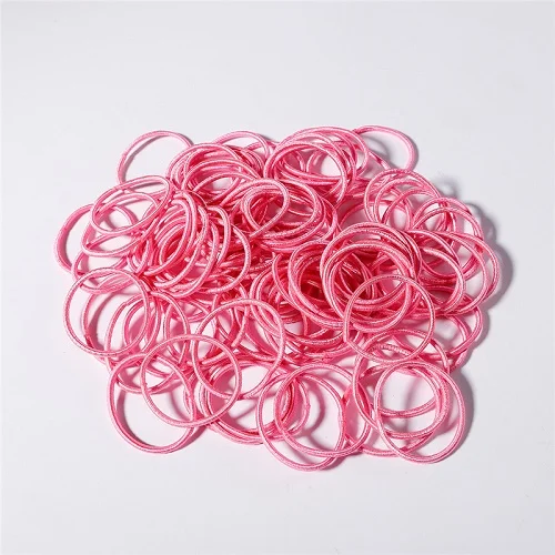 100 шт. карамельных цветов нейлоновые резинки 3 см детские безопасные эластичные ленты для волос Детские конский хвост держатель аксессуары для волос для девочек Новинка - Цвет: Pink