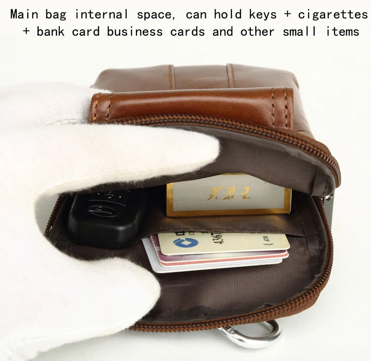 Для мужчин из натуральной кожи поясная сумка двойной молнии бумажник ячейка/карман для мобильного телефона портсигар портмоне мужской