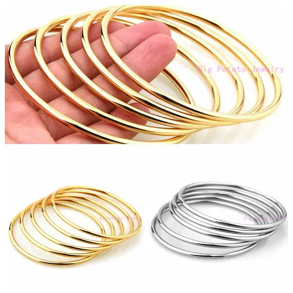 Заводская цена Популярные 3 мм 5 шт. серебро/золото 316L Нержавеющая сталь Очаровательная Для женщин женское Подарок Браслет аксессуар 68 мм Внутренний 63 г