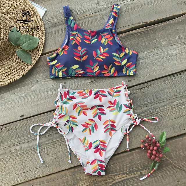 Best Offers CUPSHE Leaf Print Tank Bikini Set Women Slim High-Waist Lace Up Two Pieces Swimwear 2018 Girl Sexy Beach Bathing Swimsuits Best Offers CUPSHE Leaf Print Tank Bikini Set Women Slim High-Waist Lace Up Two Pieces Swimwear 2018 Girl Sexy Beach Bathing Swimsuits