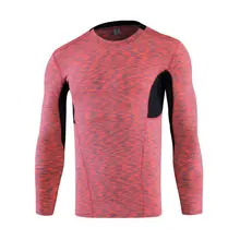 Для мужчин Длинные рукава спортивные Фитнес плотно влагу Пеший Туризм футболка эластичные компрессионные Гар Для мужчин t для осени