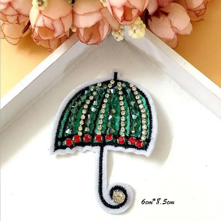 

Sequined umbrella Patch for Clothes Sewing on Rhinestone Beaded Applique for Jackets Jeans Bags Shoes Beading Sequins Applique