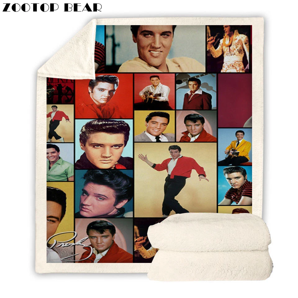 

Elvis Presley Poster Print Blanket Plush for Adults The King Sherpa Fleece Woman Throw Blanket Microfiber for Sofa