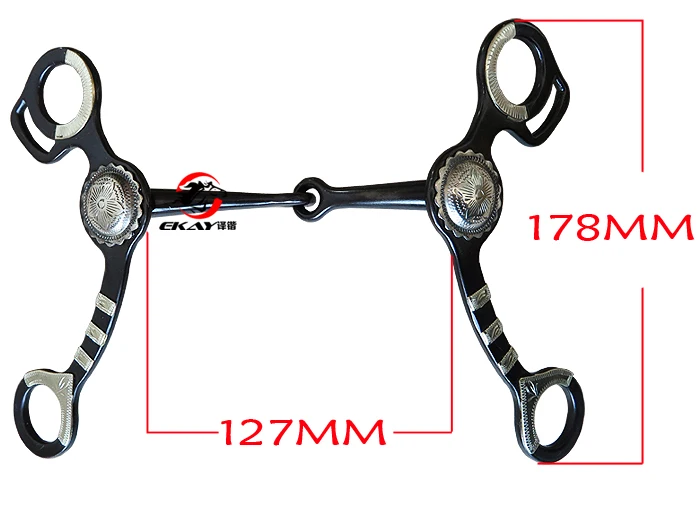 Черная стальная лошадь шоу бит. Западные бита. немецкие серебряные Кончо с отделкой.(BT1153