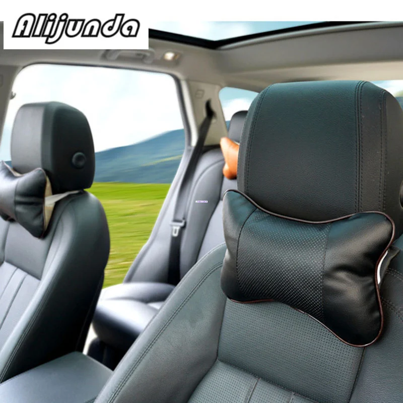 2pcs artificial leather neck headrest breathable car pillow for Citroen