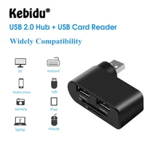 Kebidu Multi usb-хаб 2,0 2 Порты и разъёмы USB 2,0 адаптер-разветвитель Мощность Интерфейс SD TF Card Reader для MacBook ноутбук ПК