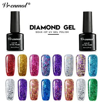 

Vrenmol 3D Nail Gel Glitter Gel Varnish UV Diamond Gel Polish Colors Holographic Vernis Semi Permanent Nail Gel Lucky