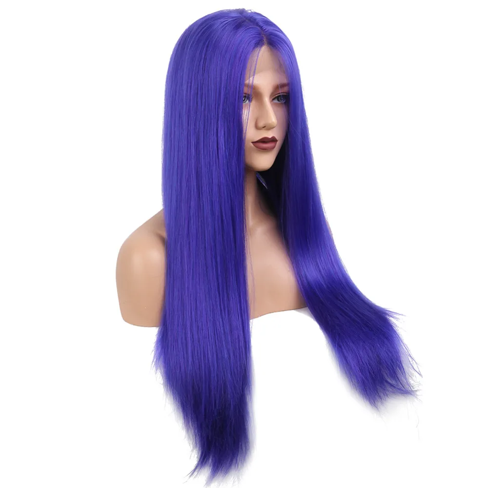 EEWIGS 2" Синтетические парики на кружеве Glueless персиковый розовый голубой цвет длинные прямые термостойкие парик королевы для черных женщин