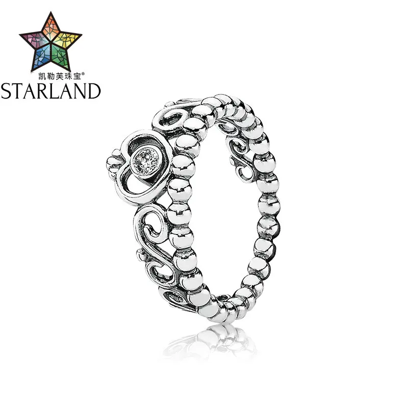 

Starland Fine Detail Authentic 925 Sterling Silver My Princess Queen Crown Engagement Ring with Clear CZ Sterling-Silver-Jewelry
