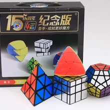 Shengshou 4 шт. набор: JinZiTa+ WuMo+ зеркало+ Mastermorphix Cubo Magico черный/без наклеек Прямая поставка