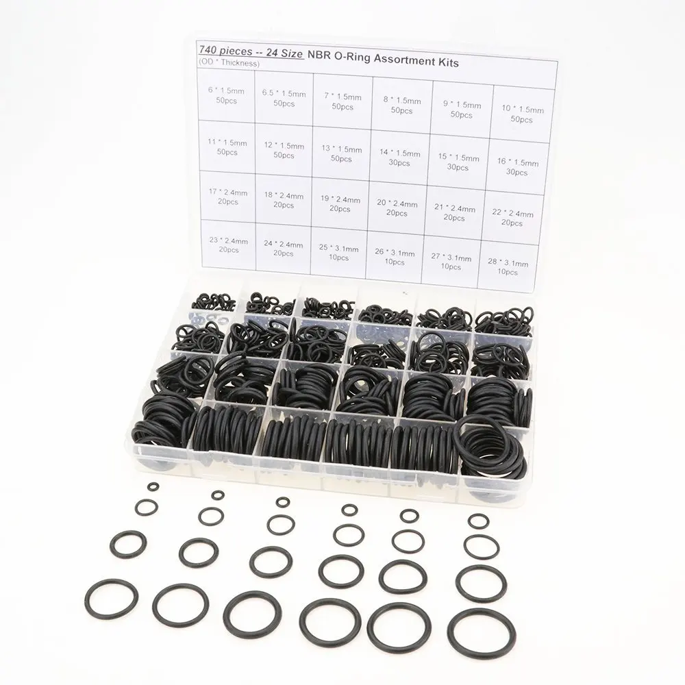 740 pcs NBR grommets 24 Sizes Grommets O Ring Assortment For Car