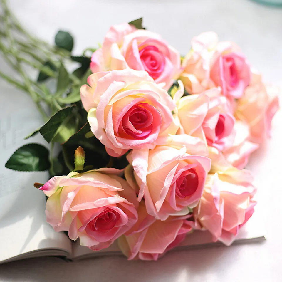 Roses Artificielles En Fausses Fleurs Bouquet Floral De Flanne En Fleurs Bouquet De Mariage Decoratif Pour Maison Fausses Fleurs Sztuczne Kwiaty Aliexpress