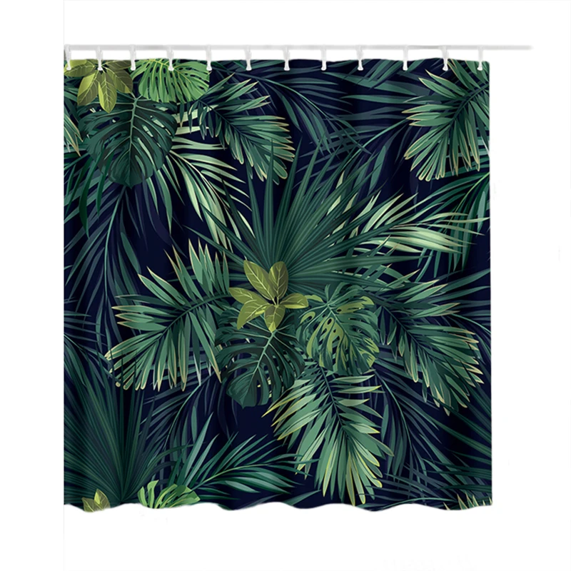 

Green Shower Curtain Leaves Printing Pattern Modern Natural Plant Pattern Polyester Bathroom Curtains 180 x 180cm