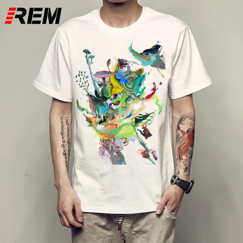 

REM EATING CHICKEN GRAFFITI STREET ART BIRDS NATURE WATCHING T-SHIRT TEE O Neck Shirt Plus Size T Shirt Top Tees P5271