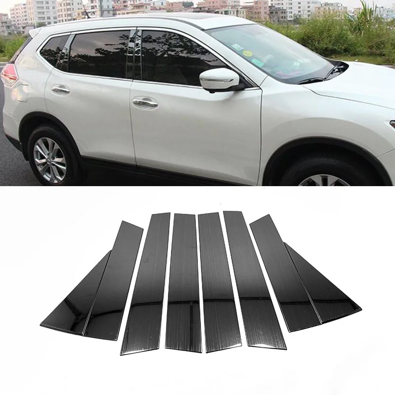 Для Nissan Rogue X Trail XTrail T32 2014 2018 полосатая Черная Стильная накладка на дверь окно