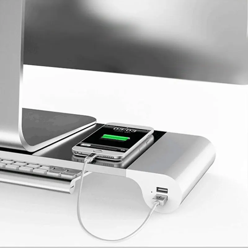 Подставка для настольного монитора противоскользящая с 4 портами USB и зарядкой из