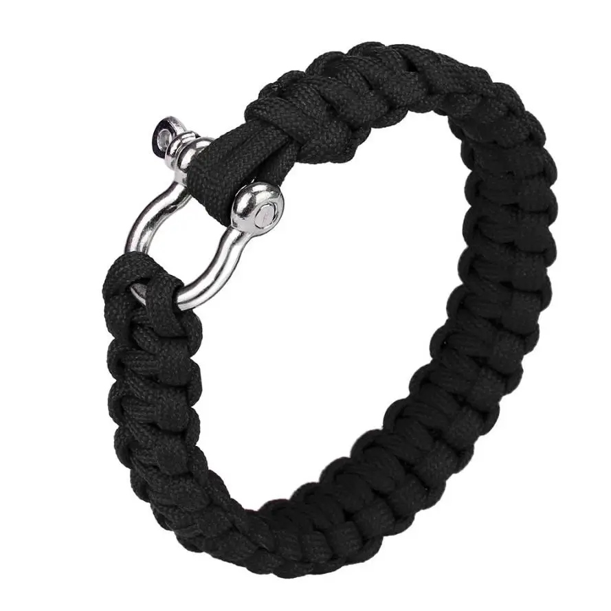 

1PC Survival Bracelet Outdoor Belt Rank Paracord Bracelet Alloy Adjustable Shackle Brazilian Fishtail Weave D50AU15