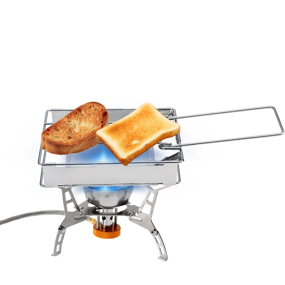 

Stainless Steel Camp Stove Toaster Portable BBQ Grill Outdoor Camping Foldable Stove Hiking Picnic Bread Toaster Cookware