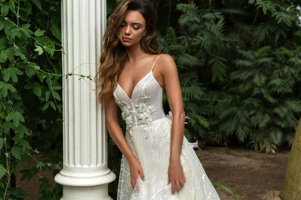 Eslieb weding платье vestido de novia высокое качество милый молния на спине Спагетти бретели для нижнего белья свадебное халат де mariée HA094