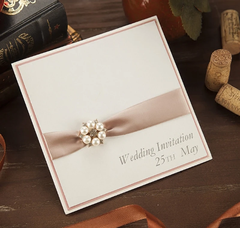 

New quality embossed carving paper inviation cards+Rhinestone Brooch loyal invitation letter wedding& business invitation