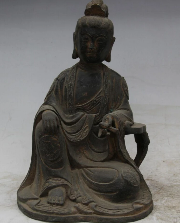 

Collectible bronze S1826 11" Chinese Buddhism Bronze Seat Beast Head Kwan-yin Boddhisattva Goddess Statue B0403