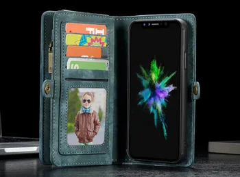 

20pcs For iPhone XS Max Wallet Case 2 in 1 Detachable Genuine Leather Magnetic Flip Cover Case for iPhone XS XR 7 8 Fundas