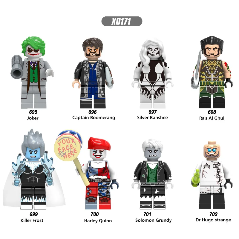 

Single sale Super Heroes Marvel Joker Captain Boomerang Silver Banshee Killer Frost Harley Quinn Building Blocks Toys