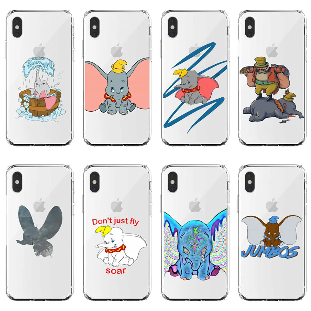 

Cute cartoon animated Disneys Dumbo soft silicone phone back cover for iPhone XS MAX XR X10 7 8Plus SE 5 5S 6 6S 6Plus