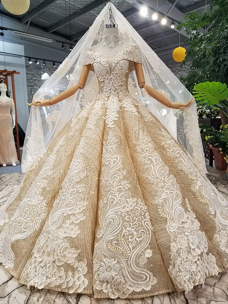 Modabelle Золотое арабское свадебное платье с шейным вырезом и вуалью Vestidos De Novias бальное платье Свадебные платья Robe De Mariage