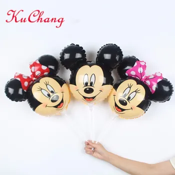 

20pcs Cartoon minnie Head Balloon With Stick 14.5inch Small Children Toys Globos Birthday Party Decor Supplies
