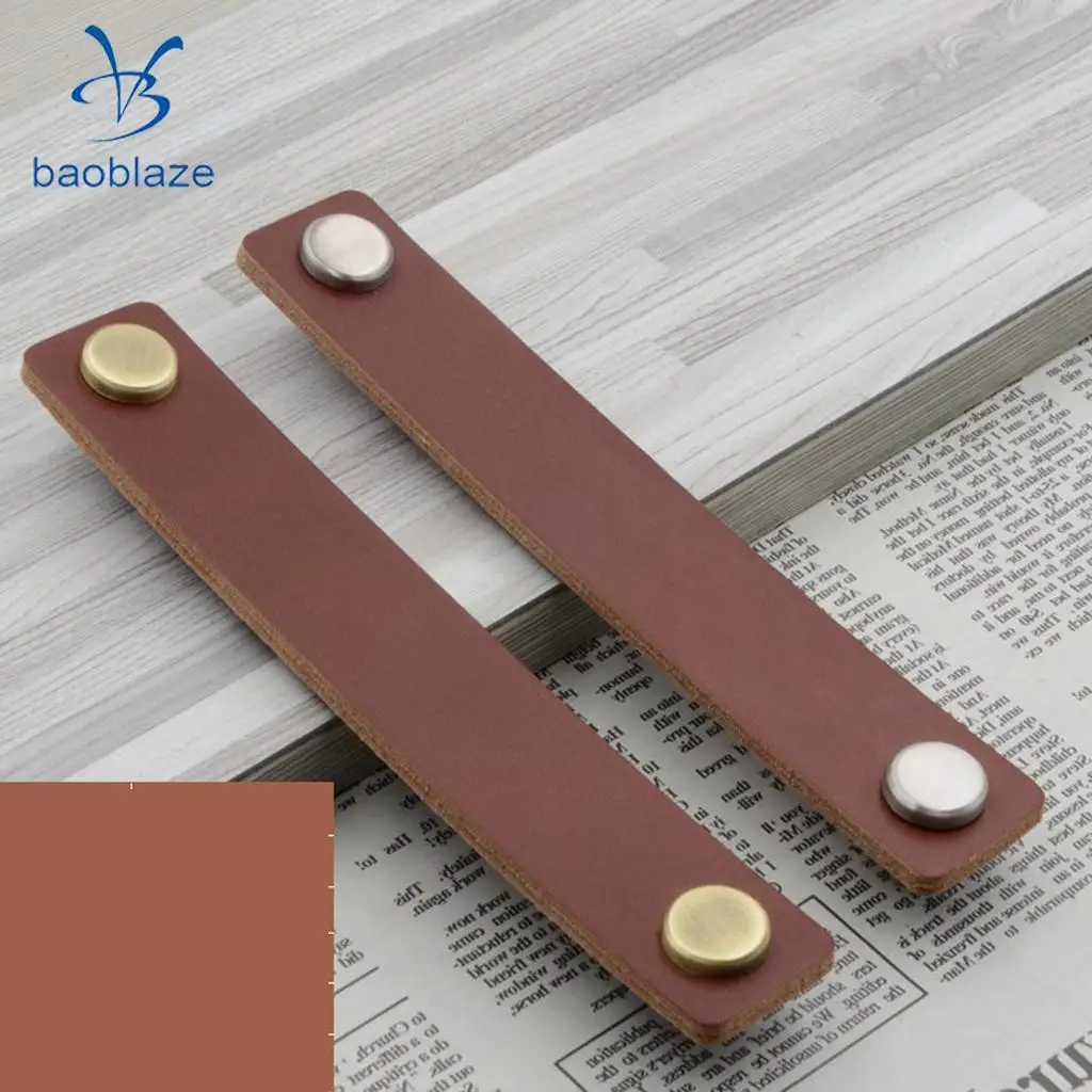 Handmade Leather Wardrobe Cabinet Knobs Pull Handles Kitchen Furniture Cupboard Drawer Pull Handle