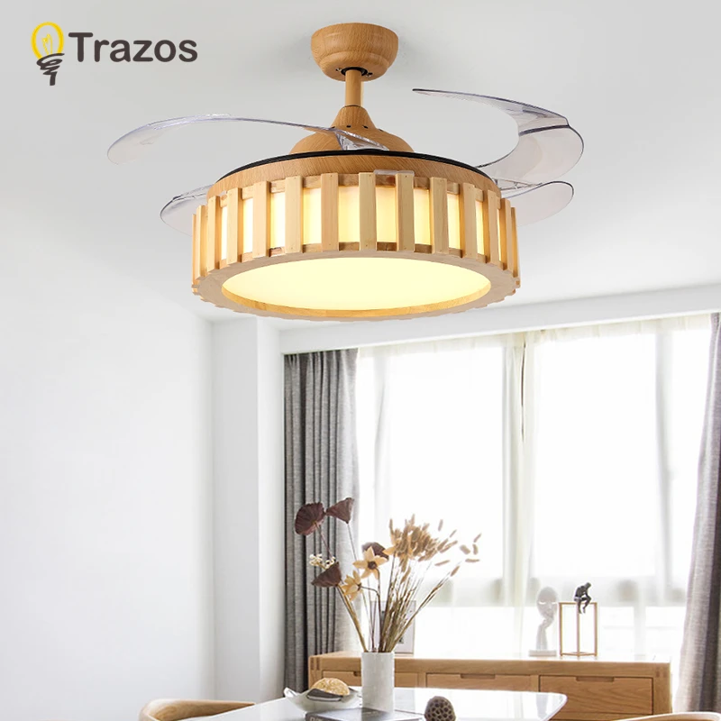 

TRAZOS Modern LED Ceiling Fans With Lights Bedroom Decorative Ceiling Light Fan Lamp Remote Control Ventilador De Teto 220V