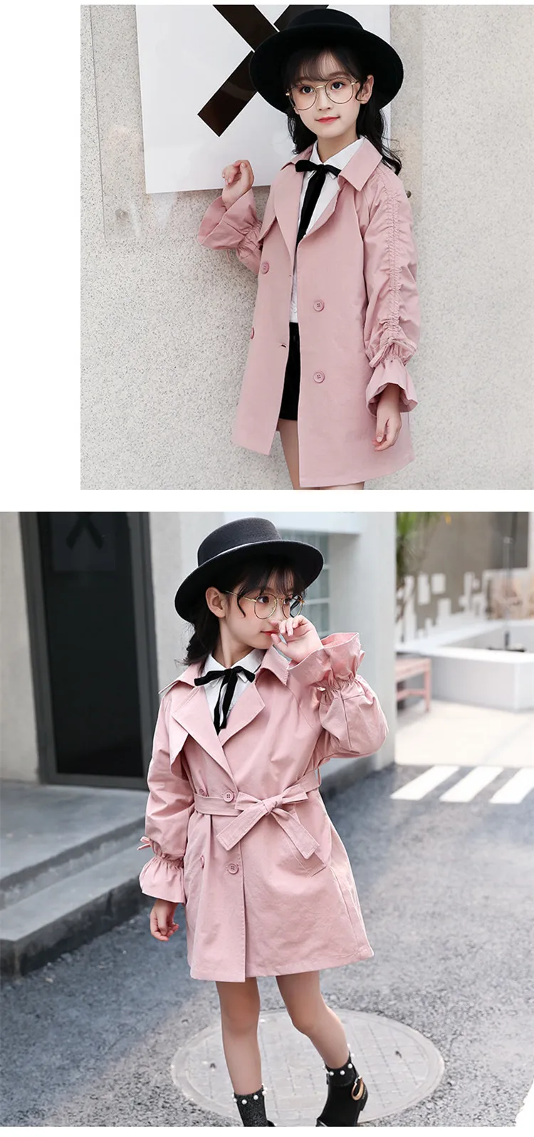new style girls clothes teens windbreaker children long outfit coat princess trench coats 06