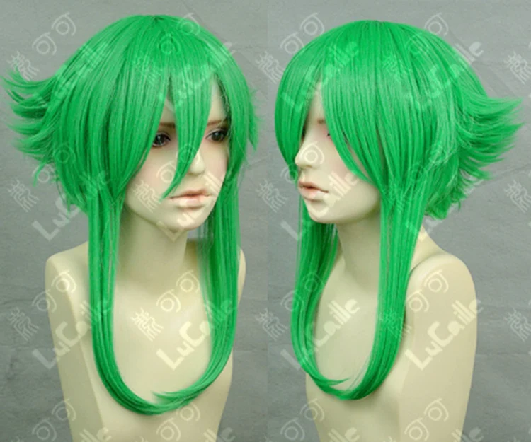  VOCALOID Megpoid Gumi Anti-Alice Grass Green Heat Resistant Hair Cosplay Costume Wig + Free Wig Cap