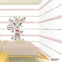 Заказная ткань и текстильные обои для стен матовый шелк для детской спальни фрески Жираф полоса привлекательный домашний декор олень бесшовные