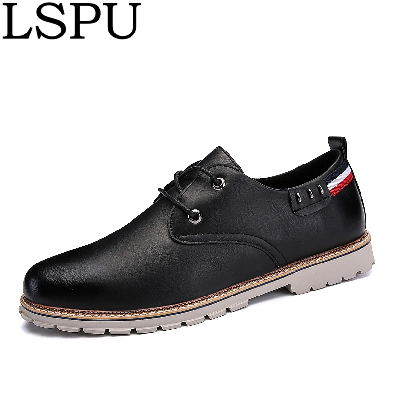 

2019 New Arrivals Fashion Men Martin Shoes Mens Lace Up Breathable Casual Shoes British Style Leather Shoes Men Flats Size 39-44
