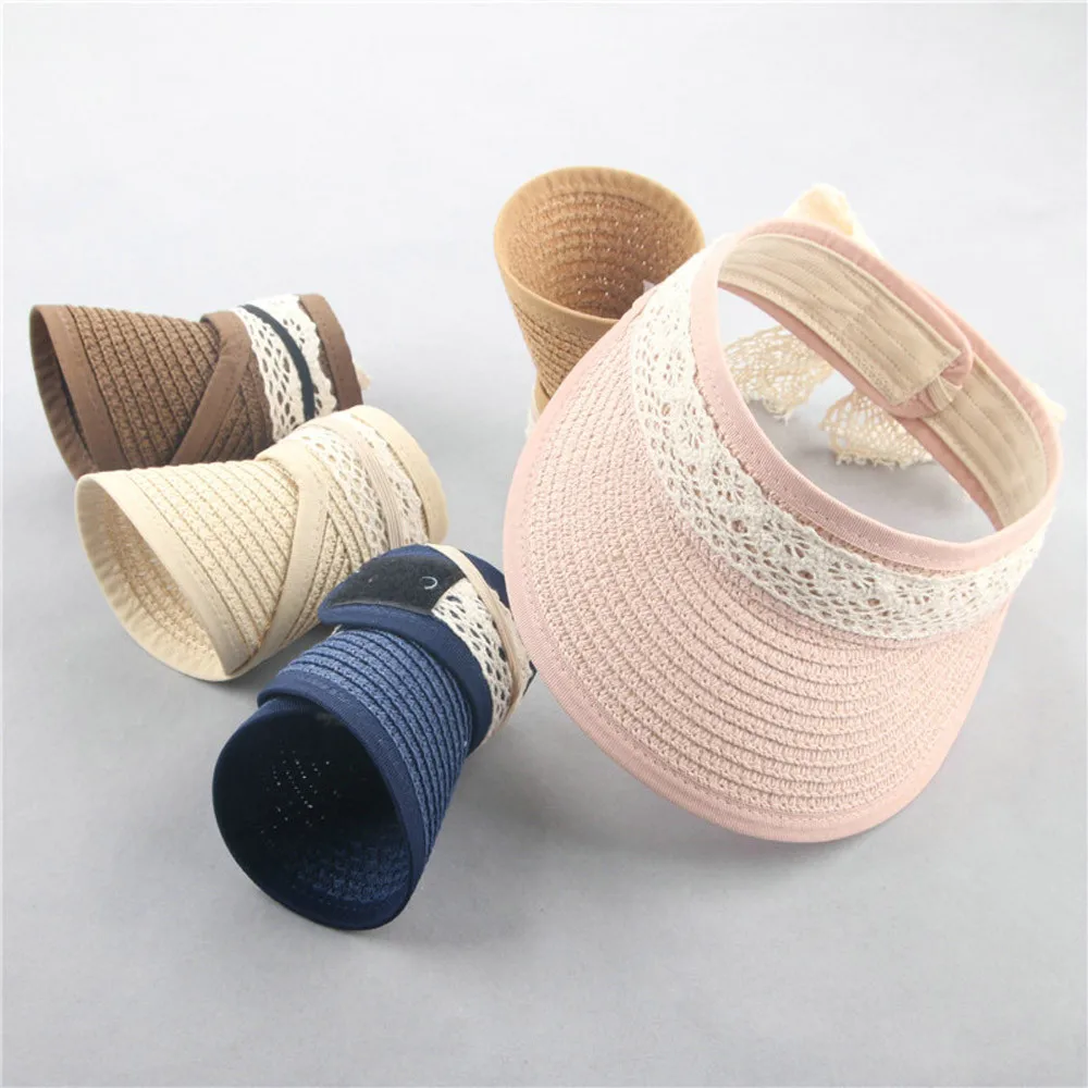 Telotuny Baby Care Baby hat Children's lace empty top solid color cap hat visor beach hat Wholesale JU 22